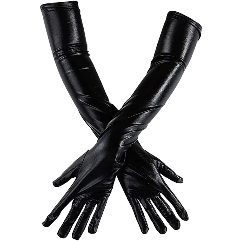 Gothic Punk PU Leather Long Gloves