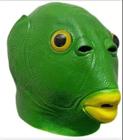 Funny Green Fish Head Latex Mask