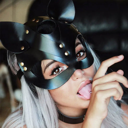 Ladies Sexy Fox Eye Leather Mask