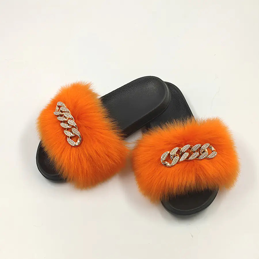 Plush Imitation Fox Fur Fashion Slippers