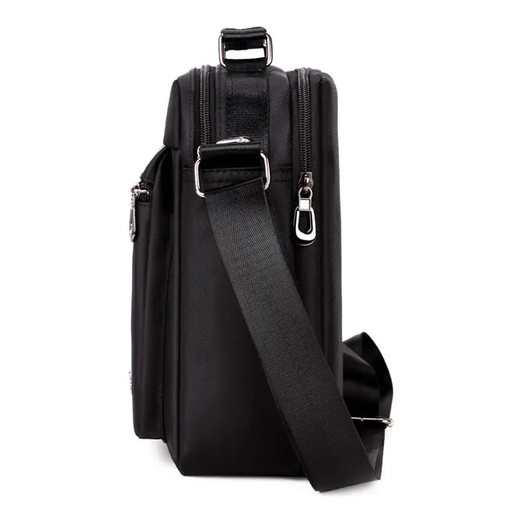 Men's Solid Black Oxford Crossbody Shoulder Bag