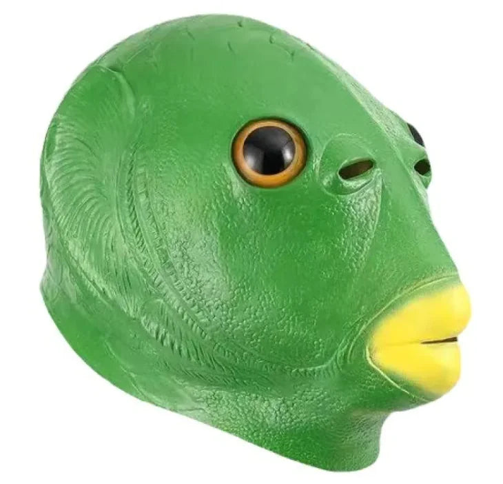 Funny Green Fish Head Latex Mask