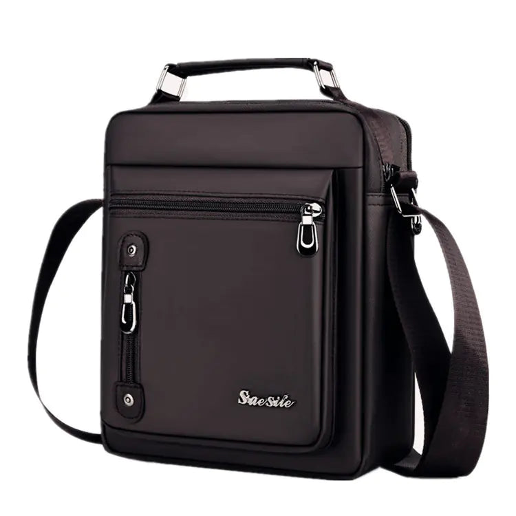 Men's Solid Black Oxford Crossbody Shoulder Bag